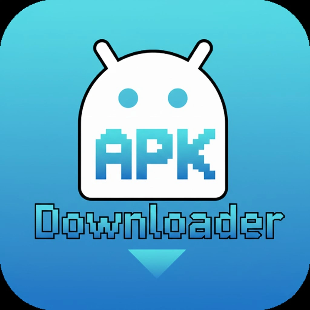 Icona APK Downloader con robot Android stilizzato.